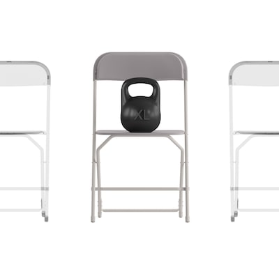 Flash Furniture Hercules™ Plastic Big and Tall Commercial Folding Chair, Gray, 4/Pack (4LEL3WGY)