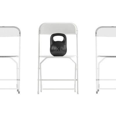 Flash Furniture Hercules™ Plastic Big and Tall Commercial Folding Chair, White, 4/Pack (4LEL3WWH)