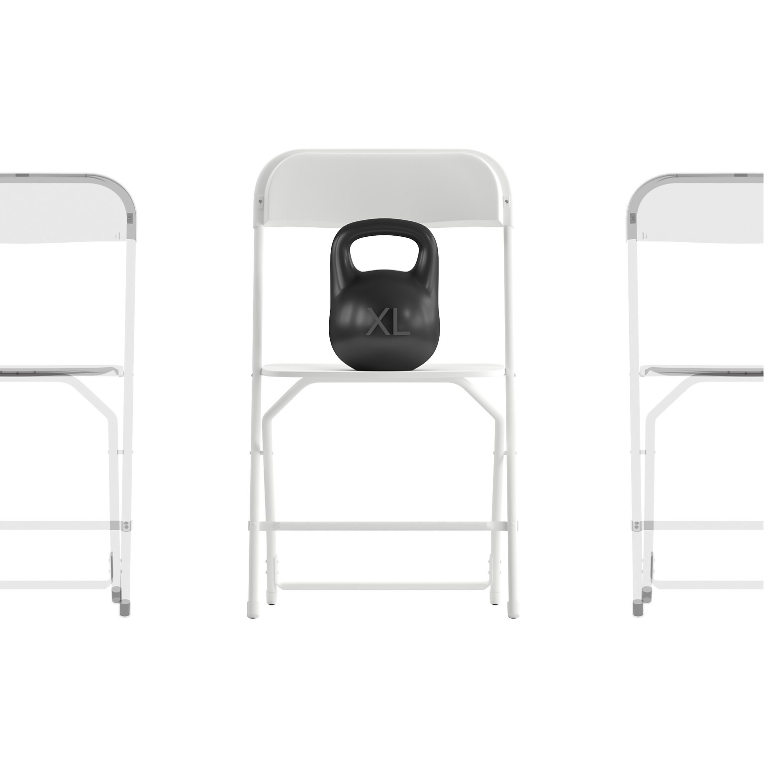 Flash Furniture Hercules™ Plastic Big and Tall Commercial Folding Chair, White, 4/Pack (4LEL3WWH)