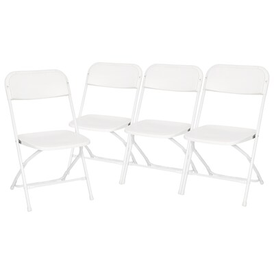 Flash Furniture Hercules™ Plastic Big and Tall Commercial Folding Chair, White, 4/Pack (4LEL3WWH)
