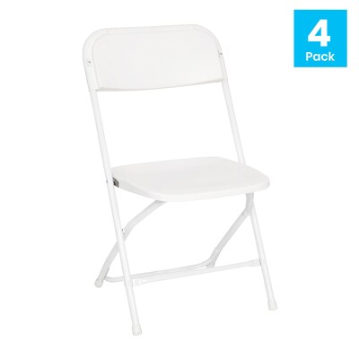 Flash Furniture Hercules™ Plastic Big and Tall Commercial Folding Chair, White, 4/Pack (4LEL3WWH)