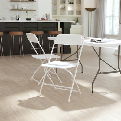 Flash Furniture Hercules™ Plastic Big and Tall Commercial Folding Chair, White, 4/Pack (4LEL3WWH)