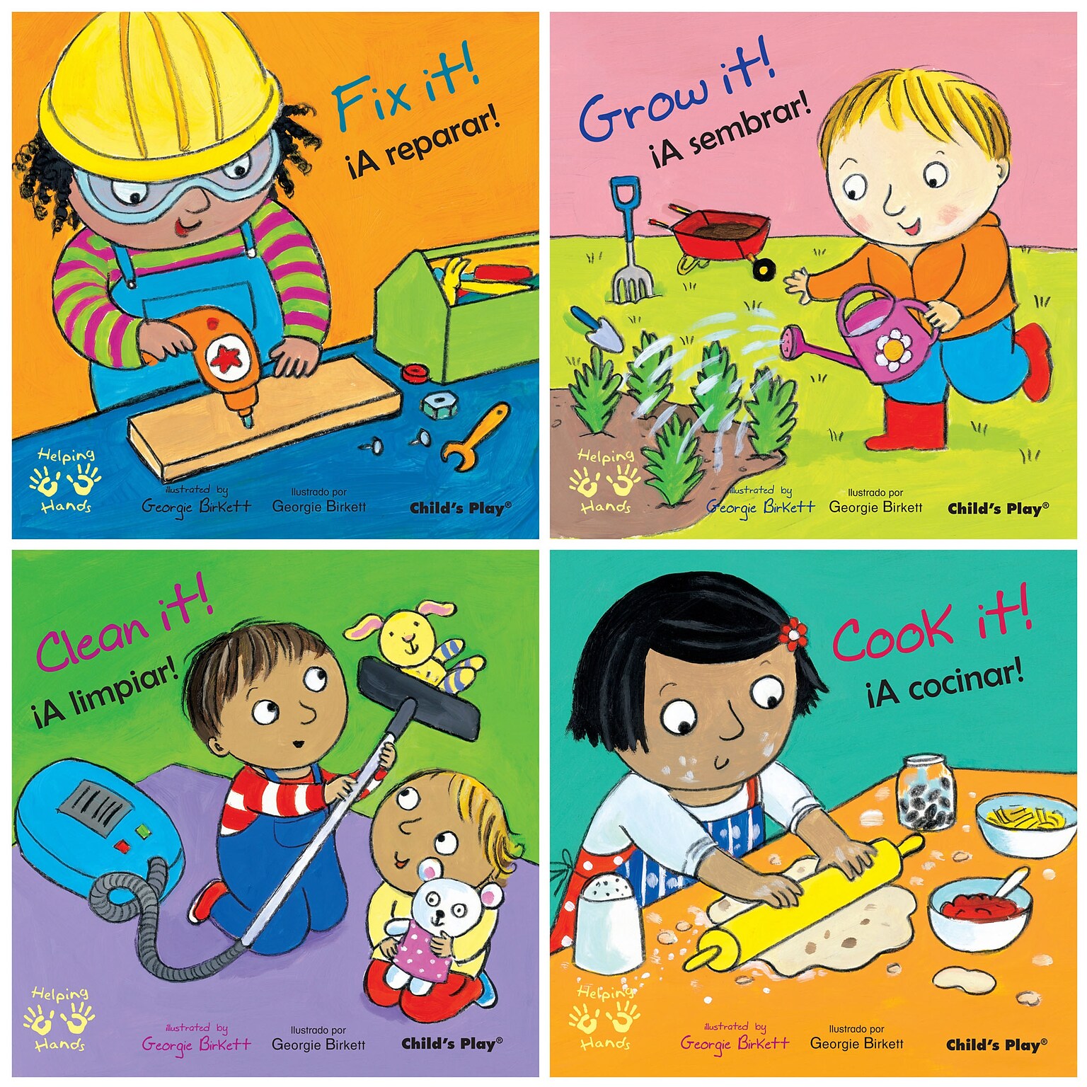 Childs Play Helping Hands/Manos Amigas Bilingual Books, Set of 4 (CPYCPHH)