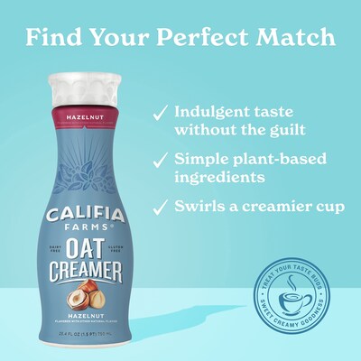 Califia Farms Hazelnut Oat Creamer, 25.4 Oz, 2PK