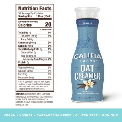 Califia Farms Hazelnut/Vanilla Oat Creamer Variety, 25.4 Oz, 2 Pack