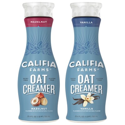 Califia Farms Hazelnut/Vanilla Oat Creamer Variety, 25.4 Oz, 2 Pack