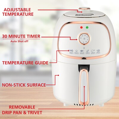 Brentwood 2-Qt. 1,200-Watt Electric Air Fryer with Timer and Temperature Control (White), (AF-202W)