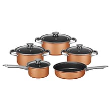 Brentwood 9-Piece Nonstick Copper-Clad Cookware Set with Glass Lids, (BPS-309C)