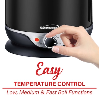 Brentwood 1.9-Qt. 600-Watt Stainless Steel Cordless Electric Hot Pot Cooker and Food Steamer with Swivel Base, Black (HP-3019BK)