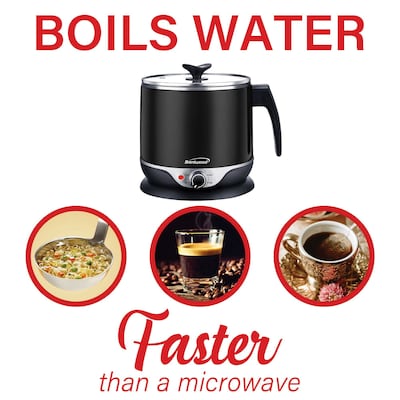 Brentwood 1.9-Qt. 600-Watt Stainless Steel Cordless Electric Hot Pot Cooker and Food Steamer with Swivel Base, Black (HP-3019BK)