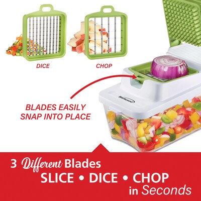 Brentwood Food Chopper and Vegetable Dicer with 6.75-Cup Storage Container and Stainless Steel Blades, (KA-5022G)