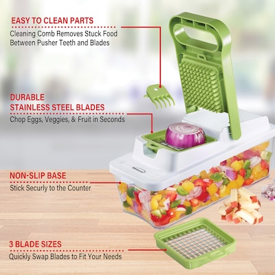 Brentwood Food Chopper and Vegetable Dicer with 6.75-Cup Storage Container and Stainless Steel Blades, (KA-5022G)