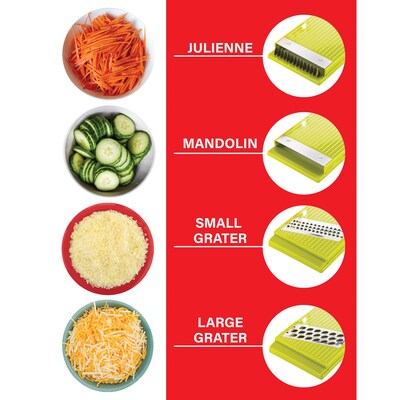 Brentwood Mandolin Slicer with 5-Cup Storage Container and 4 Interchangeable Stainless Steel Blades, (KA-5040G)