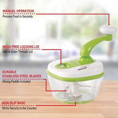 Brentwood Food Processor with 8-Cup Storage Container, Stainless Steel Blades, and Paddle Mixer, (KA-5050G)
