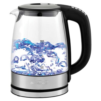 Brentwood Stainless Steel Cordless Glass Electric Kettle, 7-Cups (KT-1982DBK)