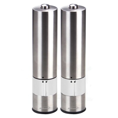 Brentwood Electric Blue LED Stainless Steel Salt and Pepper Adjustable Ceramic Grinders, (SG-2321S)