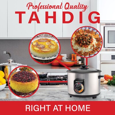 Brentwood 10-Cup Uncooked/20-Cup Cooked 700-Watt Stainless Steel Crunchy Persian Rice Cooker with Lid, Blue (TS-1020S)