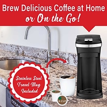 Brentwood Single-Serve Coffee Maker with Reusable Filter Basket for K-Cup Pods & Ground Coffee, Blac