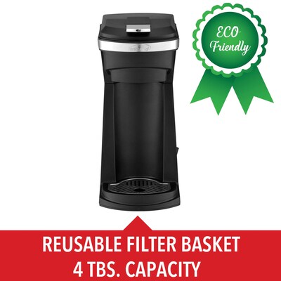 Brentwood Single-Serve Coffee Maker with Reusable Filter Basket for K-Cup Pods & Ground Coffee, Black (TS-1101BK)