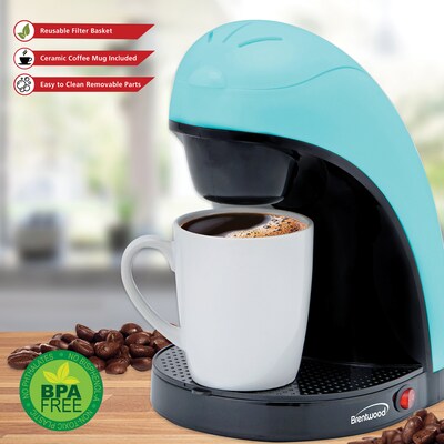 Brentwood Single-Serve Coffee Maker with Mug, Blue (TS-112BL)