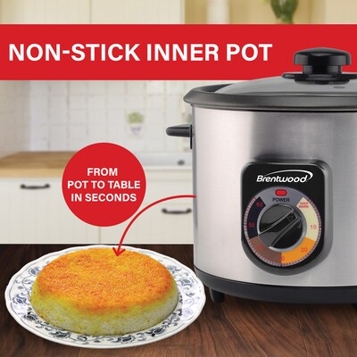 Brentwood Stainless Steel Crunchy Persian Rice Cooker, Silver (BTWTS1210S)