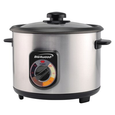 Brentwood Stainless Steel Crunchy Persian Rice Cooker (16 Cups Cooked, 500 Watts), Black (TS-1216S)