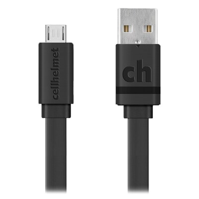 cellhelmet Charge and Sync USB-A to Micro USB Flat Cable, 3' (CABLE-F-MICRO-3-B)