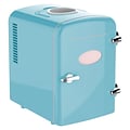 Frigidaire Retro 6+1-Can Mini Portable Fridge with Top-Mounted Active-Cooling Can Holder, Blue (EFMI