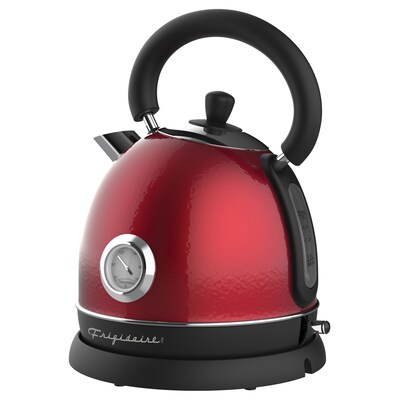 Frigidaire Retro Porcelain Electric Water Kettle with Thermometer, 1.79-Qt., Red (EKET125-RED)