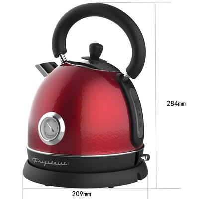 Frigidaire Retro Porcelain Electric Water Kettle with Thermometer, 1.79-Qt., Red (EKET125-RED)
