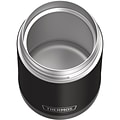 Thermos FUNtainer Stainless Steel Vacuum-Insulated Food Jar with Folding Spoon, 16-Oz., Black Matte