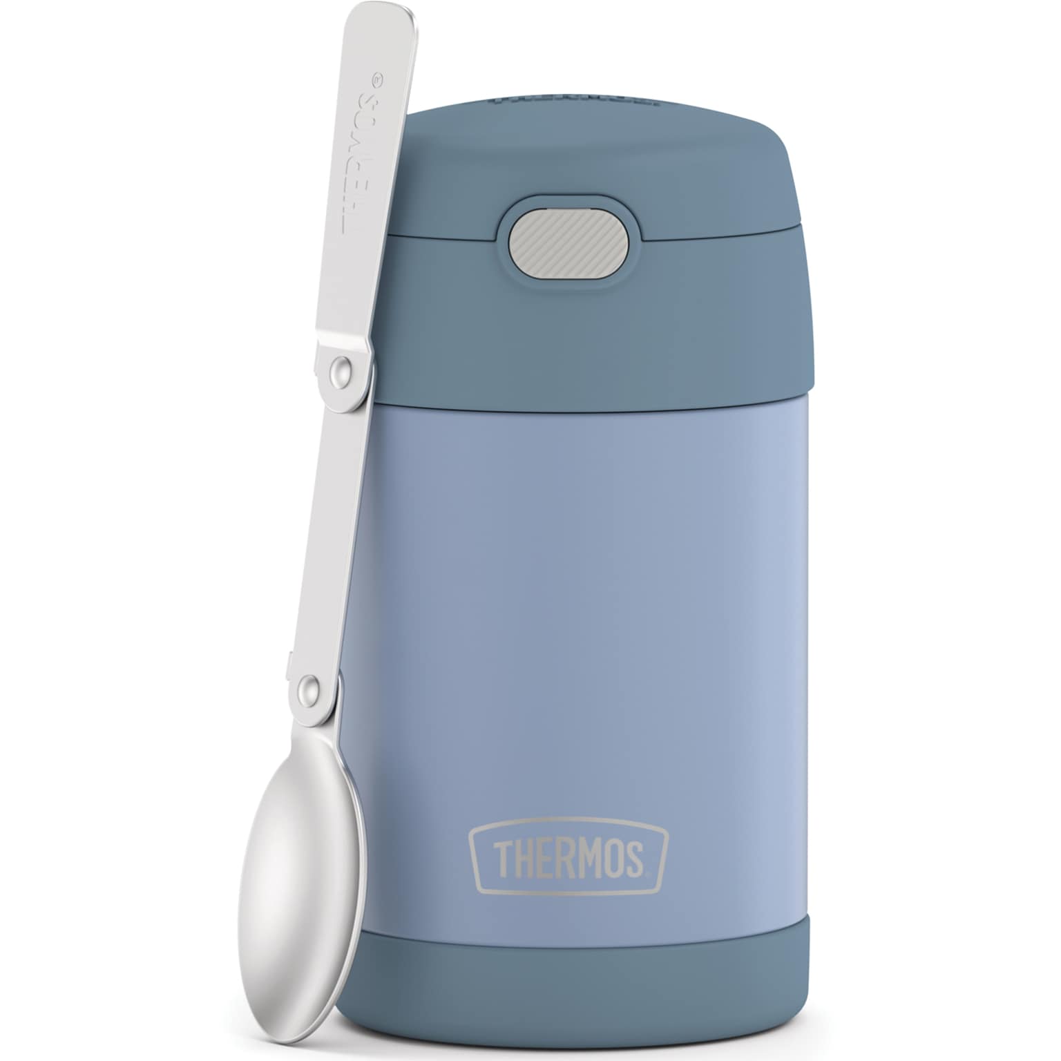 Thermos 16-Ounce FUNtainer Vacuum-Insulated Stainless Steel Food Jar with Folding Spoon, Denim Blue (F31101DB6)