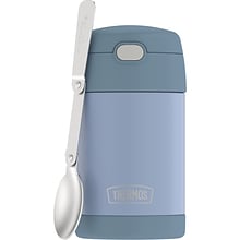 Thermos 16-Ounce FUNtainer Vacuum-Insulated Stainless Steel Food Jar with Folding Spoon, Denim Blue