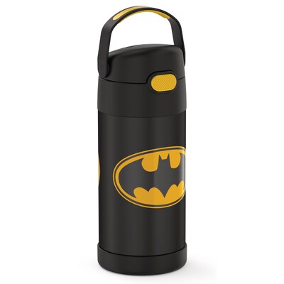 Thermos FUNtainer Batman Stainless Steel Vacuum Insulated Water Bottle, 12 oz., black (THRF4100BM6)