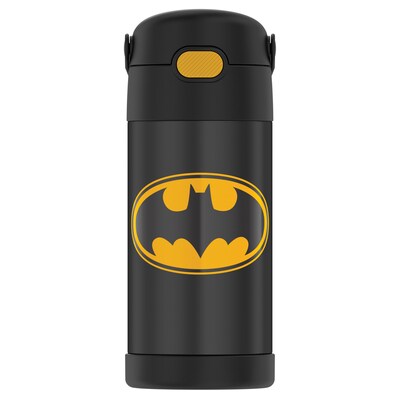 Thermos FUNtainer Batman Stainless Steel Vacuum Insulated Water Bottle, 12 oz., black (THRF4100BM6)