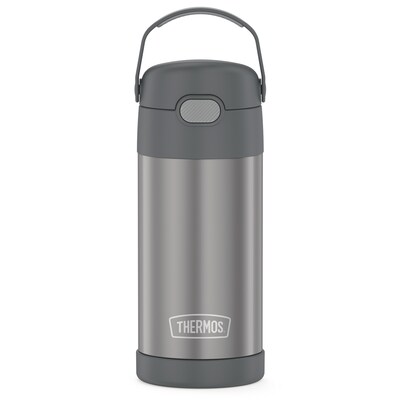 Thermos FUNtainer Stainless Steel Vacuum Insulated Water Bottle, 12 oz., Gray (THRF4100CH6)