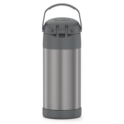 Thermos FUNtainer Stainless Steel Vacuum Insulated Water Bottle, 12 oz., Gray (THRF4100CH6)