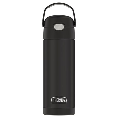 Thermos FUNtainer Stainless Steel Vacuum Insulated Water Bottle, 16 oz., Black Matte (THRF41101BK6)