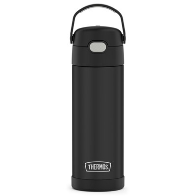 Thermos FUNtainer Stainless Steel Vacuum Insulated Water Bottle, 16 oz., Black Matte (THRF41101BK6)