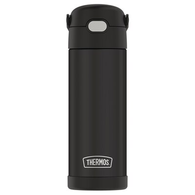 Thermos FUNtainer Stainless Steel Vacuum Insulated Water Bottle, 16 oz., Black Matte (THRF41101BK6)