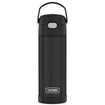 Thermos FUNtainer Stainless Steel Vacuum Insulated Water Bottle, 16 oz., Black (THRF41101DB6)