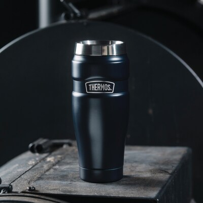 Thermos King Vacuum-Insulated Stainless Steel Travel Tumbler, 16 oz., Midnight Blue (THRSK1005MDB4)