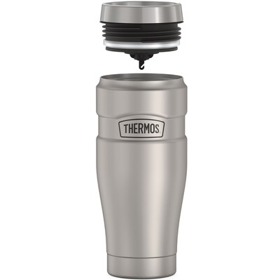 Thermos King Vacuum-Insulated Stainless Steel Travel Tumbler, 16 oz., Matte Steel (THRSK105MSTRI4)