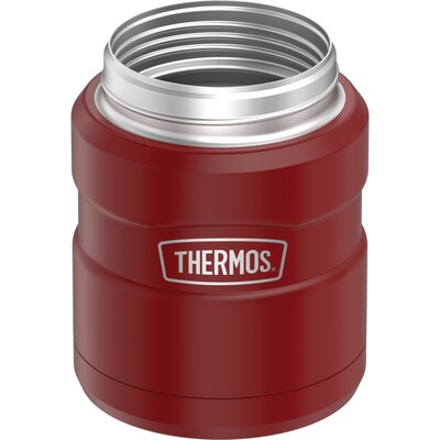 Thermos 16-Ounce Stainless King Vacuum-Insulated Stainless Food Jar with Folding Spoon, Matte Red (SK3000MR4)