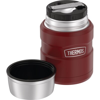 Thermos 16-Ounce Stainless King Vacuum-Insulated Stainless Food Jar with Folding Spoon, Matte Red (SK3000MR4)
