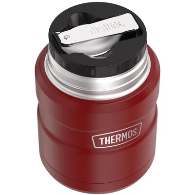 Thermos 16-Ounce Stainless King Vacuum-Insulated Stainless Food Jar with Folding Spoon, Matte Red (SK3000MR4)