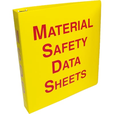 Accuform Safety Data Sheets 1 1/2 3-Ring Non-View Binder, Yellow/Red (ZRS641)