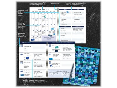 2023 TF Publishing Denim 9" x 11" Weekly & Monthly Planner, Blue (LWM-23-9726)