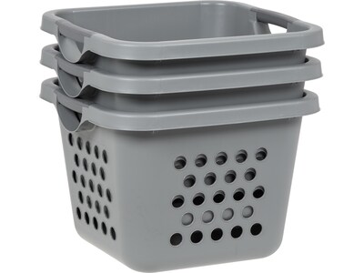 Iris Plastic Laundry Basket, Gray, 3/Pack (585088)