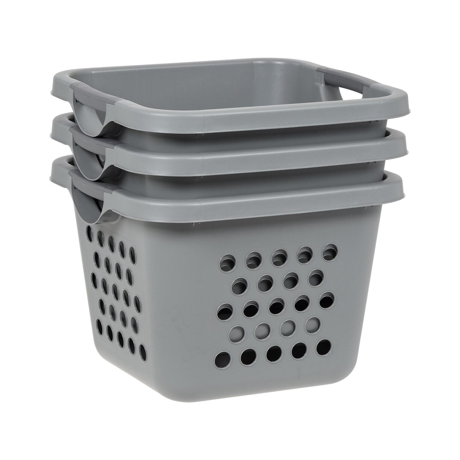 Iris Plastic Laundry Basket, Gray, 3/Pack (585088)